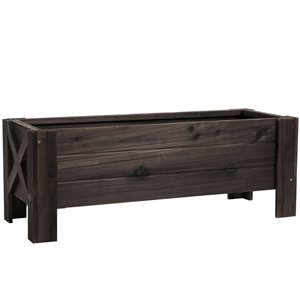 Outsunny 14.4 x 39.4 x 14.2-in Dark Brown Wood Raised Garden Bed