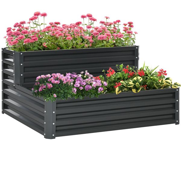 Outsunny 39.8 x 47.2 x 22.8in Grey Metal Raised Garden Bed 845