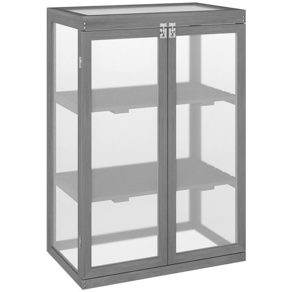 Outsunny 2.49 x 1.54 x 3.61-ft Wooden Greenhouse Cabinet 845-135GY | RONA