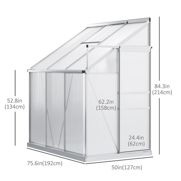 Outsunny 6.3 x 4.2 x 7-ft Polycarbonate Lean-To Greenhouse