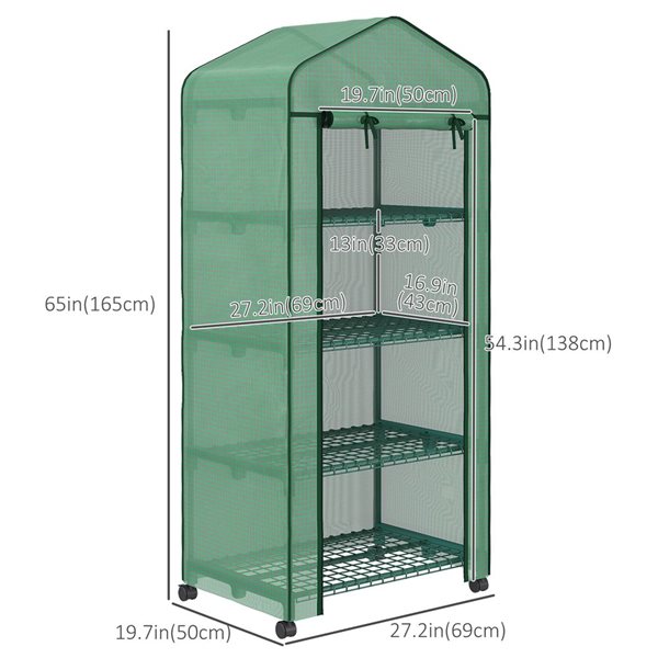 Outsunny 5.42 x 1.64 x 2.27-ft Polyethylene Portable Greenhouse