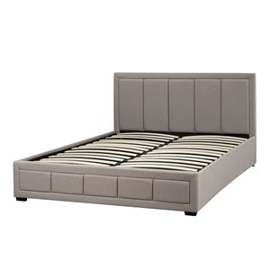 Brassex Inc. Avion Beige King Platform Bed with Integrated Storage