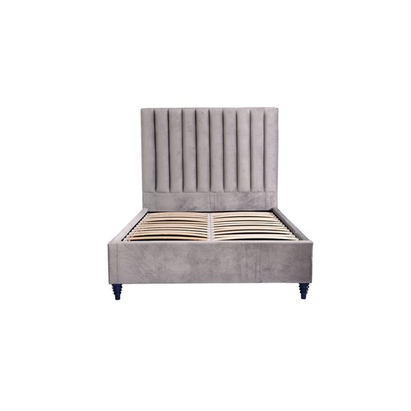 Brassex Inc. Milano Grey King Platform Bed with Integrated Storage