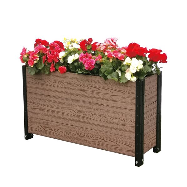 Everbloom Deep Trough Planter 12 x 36 x 21-in Brown
