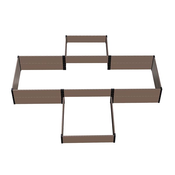 Everbloom Raised Cross Garden Bed with 5 Sections 110 x 108 x 14-in Neutral Colour