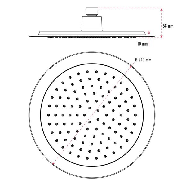 akuaplus® 1-Spray Matte Black Round Shower Head