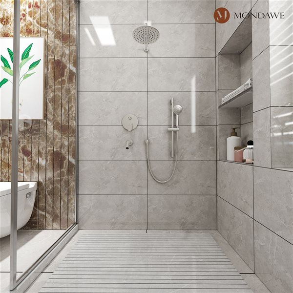 Mondawe 3-Function Wall Mounted Brushed Nickel Rainfall Shower System with Spout