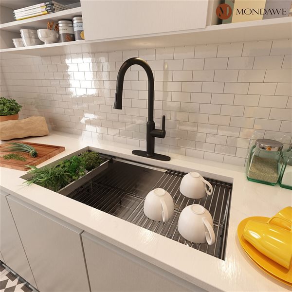 Mondawe Undermount 36 x 19-in Brushed Stainless Steel Single Bowl Workstation Kitchen Sink