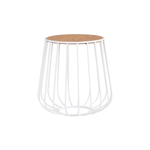 GFURN Gabbia White Wood Veneer Round End Table