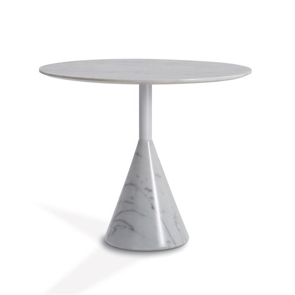 GFURN Cosette White Granite/marble Round End Table