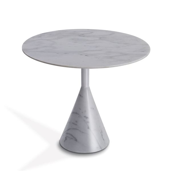 GFURN Cosette White Granite/marble Round End Table