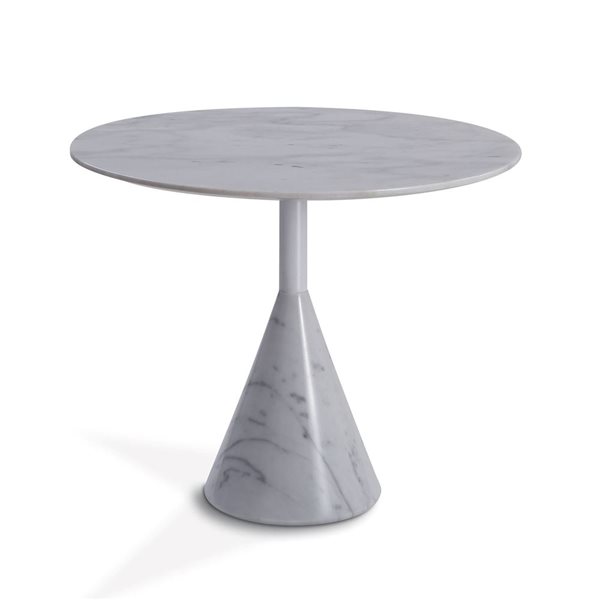 GFURN Cosette White Granite/marble Round End Table