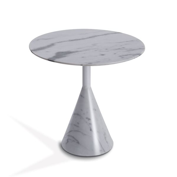 GFURN Cosette White Granite/marble Round End Table