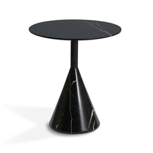 GFURN Cosette Black Granite/marble Round End Table