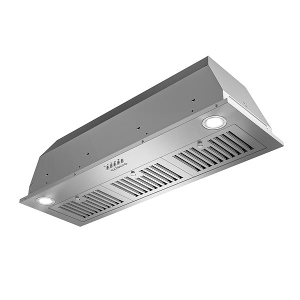 Cosmo 36-in Lumin Collection Ducted Insert Range Hood w/ Button Controls and LED Lights - Stainless Steel