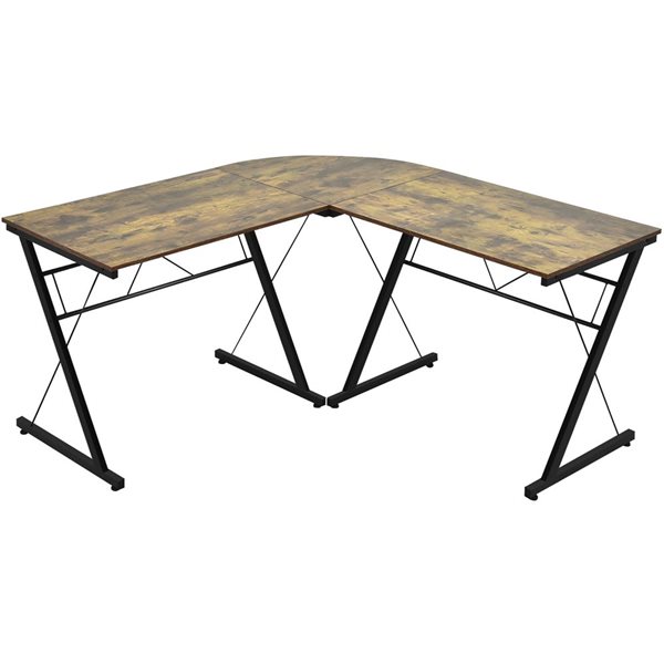 Costway 59-in L-Shaped Computer Table Study Workstation - Brown