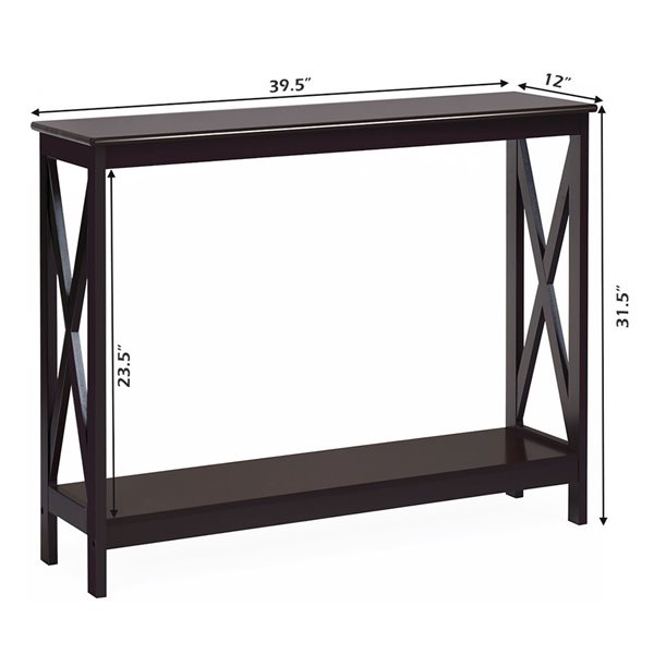 Costway 2-Tier Espresso Console Table with Shelf