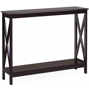 Costway 2-Tier Espresso Console Table with Shelf