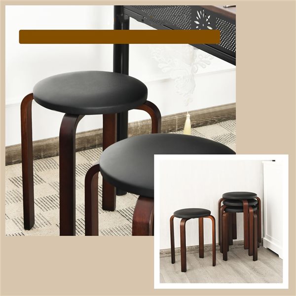 Costway Set of 4 Bentwood Round Stool Stackable Dining Chair