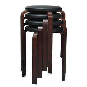 Costway Set of 4 Bentwood Round Stool Stackable Dining Chair - Black