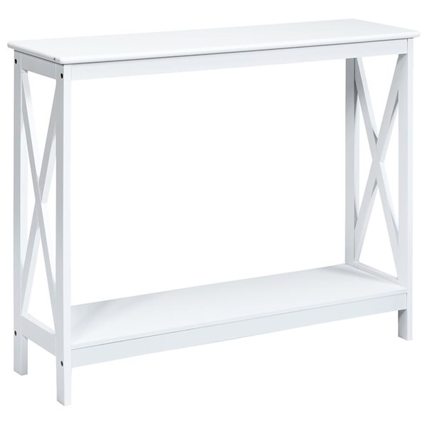 Costway 2-Tier White Console Table with Shelf