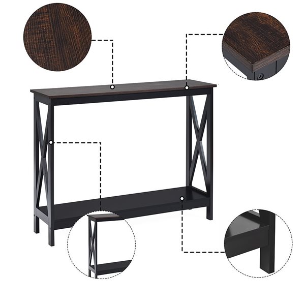 Costway 2-Tier Wood Grain Console Table with Shelf