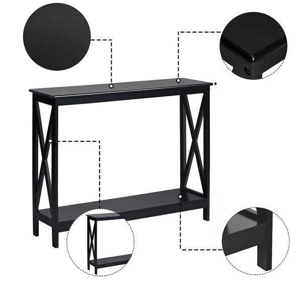 Costway 2-Tier Black Console Table with Shelf