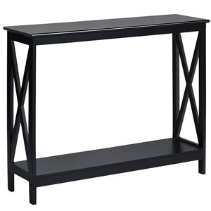 Costway 2-Tier Black Console Table with Shelf