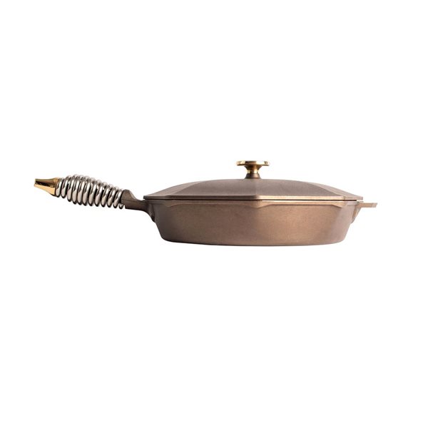 Finex SL12-10001 12 Octagonal Seasoned Cast Iron Skillet w/ Lid & Steel  Spring Handle