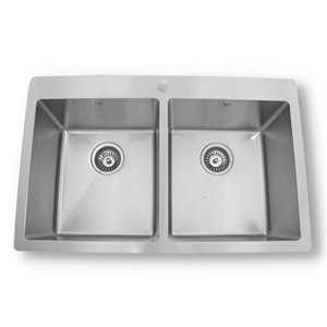 ONEX® Drop-In Double Bowl 31-in x 20-in x 9-in Stainless Steel Square Sink