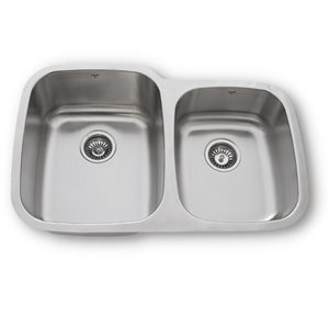 ONEX® Undermount Double bowl 32-in x 20-in x 9-in & 7-in D Stainless Steel sink