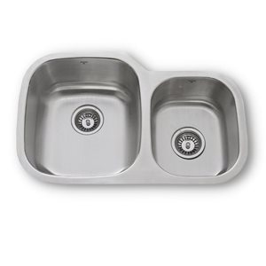 ONEX® Undermount Uneven Double Bowl 28-in x18-in x 8-in Stainless Steel Sink