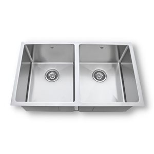 Évier ONEX de cuisine sous plan à double cuve en acier inoxydable 32 po x 19 po x 10 po