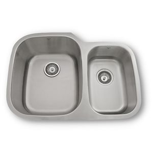 ONEX® Undermount Double Bowl 29-in x 20-in x 9-in & 7-in D Stainless Steel Sink