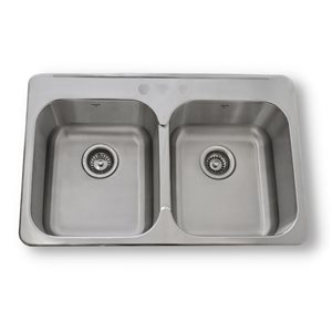 ONEX® Drop-In Double Bowl 31-in x 20-in x 7-in D Stainless Steel Sink