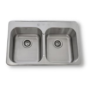 ONEX® Drop-in Double Bowl 31-in x 20-in x 8-in Stainless Steel Sink