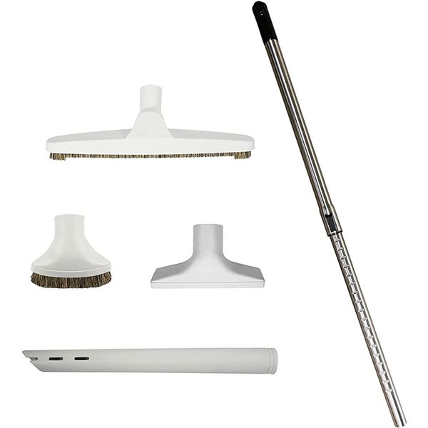 VPC Central Vacuum Stainless Steel Telescopic Wand Set and Cleaning Kit