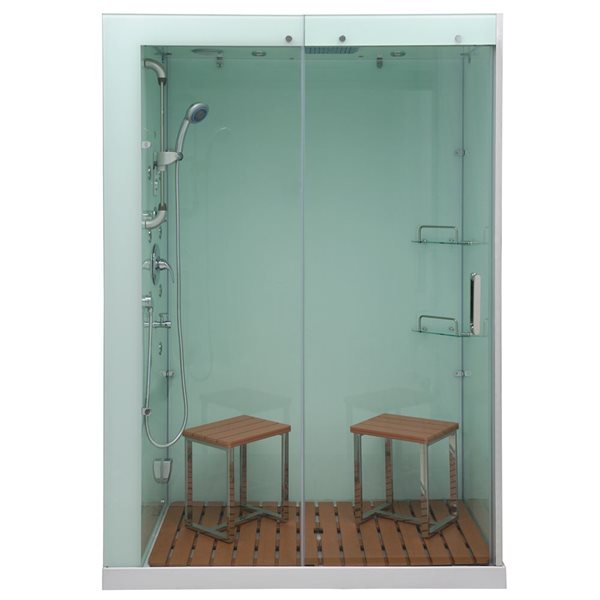 Avora Bath Contemporary White 59 x 32 x 86-in Steam Shower - Left-Hand Drain