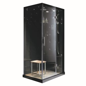 Avora Bath Jupiter Black 1-piece 31 x 43 x 86-in Steam Shower - Right-Hand Drain