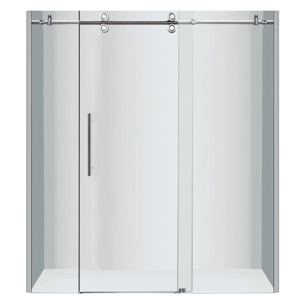 Turin Horizon 72 x 75-in Semi-Frameless Sliding Alcove Shower Door with Clear Glass - Nickel