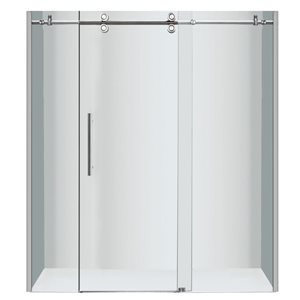 Turin Horizon 72 x 75-in Semi-Frameless Sliding Alcove Shower Door with Clear Glass - Nickel