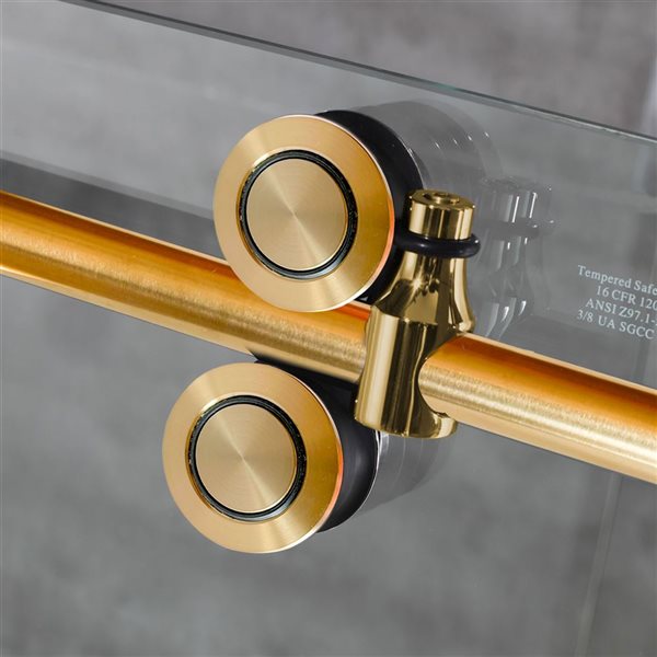 Turin Vertiges 72 x 40 x 75-in Semi-Frameless Sliding Corner Shower Door with Clear Glass - Brass