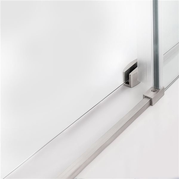 Porte de douche pour coin Vertiges de Turin coulissante sans cadre 72 x 40 x 75 po, verre clair, nickel