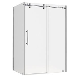 Turin Vertiges 72 x 40 x 75-in Semi-Frameless Sliding Corner Shower Door with Clear Glass - Nickel