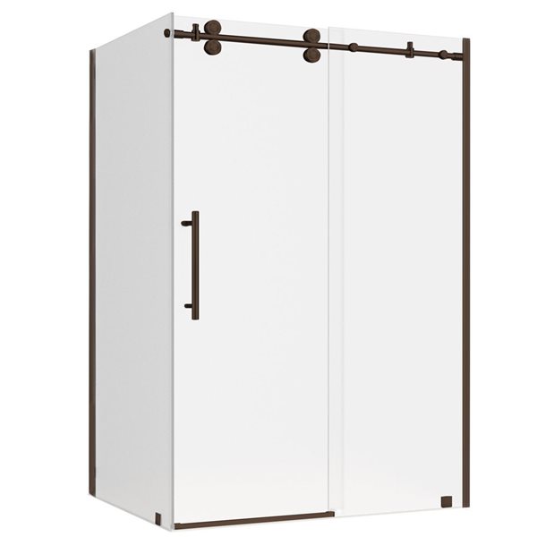 Turin Vertiges 48 x 36 x 75-in Semi-Frameless Sliding Corner Shower Door with Clear Glass - Bronze