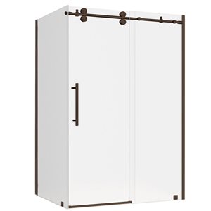 Turin Vertiges 48 x 36 x 75-in Semi-Frameless Sliding Corner Shower Door with Clear Glass - Bronze