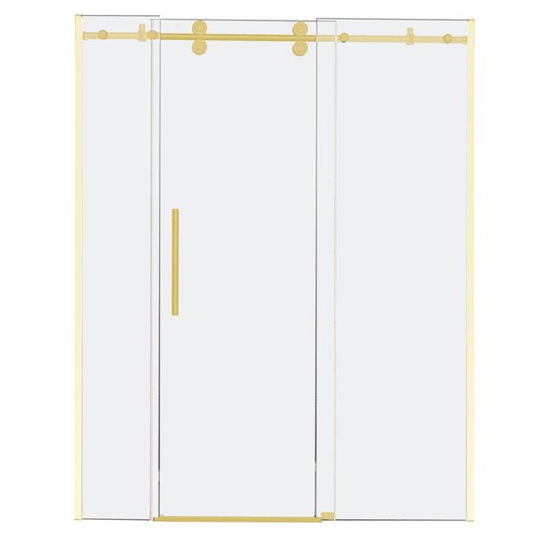 Turin Horizon 72 x 75-in Semi-Frameless Sliding Alcove Shower Door with Clear Glass - Brass