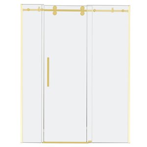 Turin Horizon 72 x 75-in Semi-Frameless Sliding Alcove Shower Door with Clear Glass - Brass