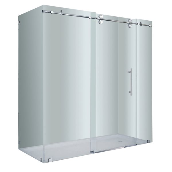 Turin Vertiges 60 x 40 x 75-in Semi-Frameless Sliding Corner Shower Door with Clear Glass - Nickel