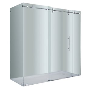 Turin Vertiges 60 x 40 x 75-in Semi-Frameless Sliding Corner Shower Door with Clear Glass - Nickel